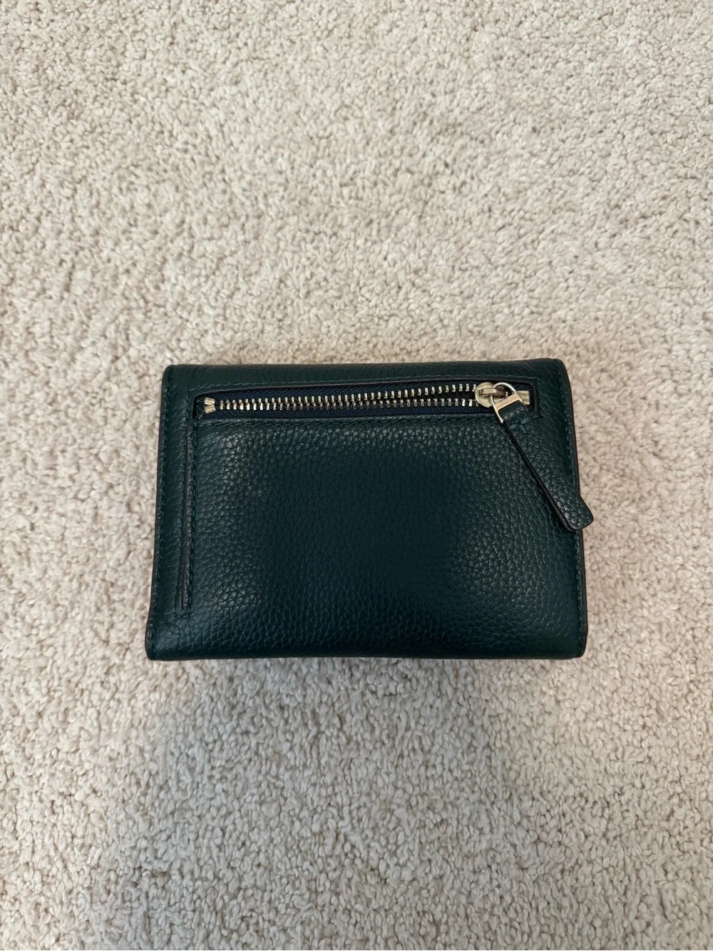 Tory Burch Dark Green Pebbled Leather Bifold Wallet